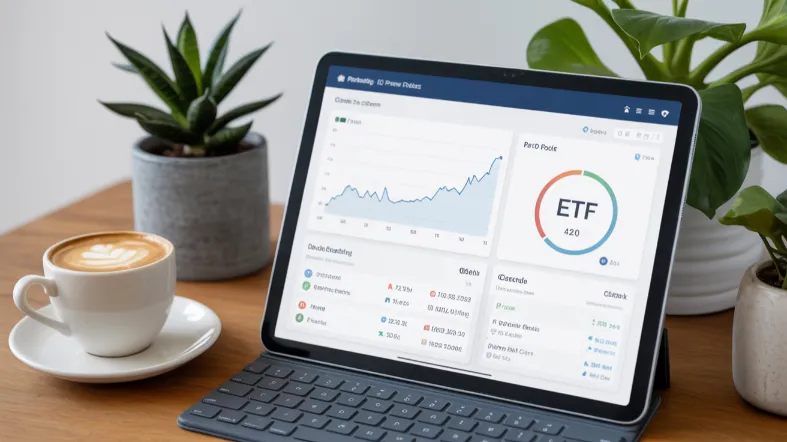 kompiuterio ekrane atvaizduojami etf fondai