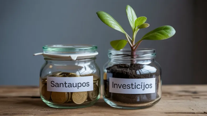 nuotrauka reprezentuoja santaupas, indėlius ir investicijas