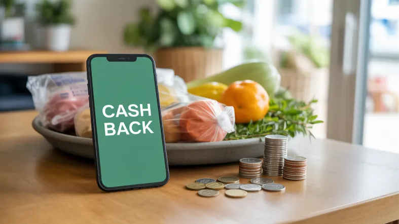 cashback programėlė matoma telefono ekrane