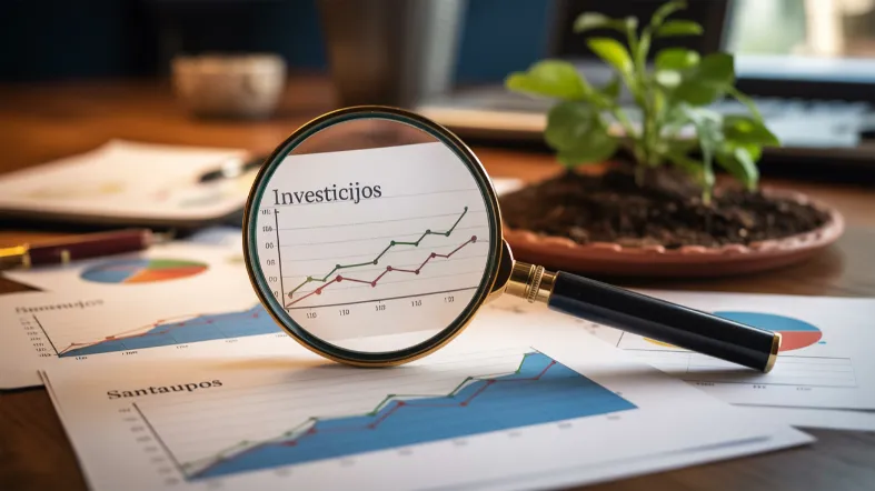 iliustracija, pabrėžianti santaupas ir investicijas