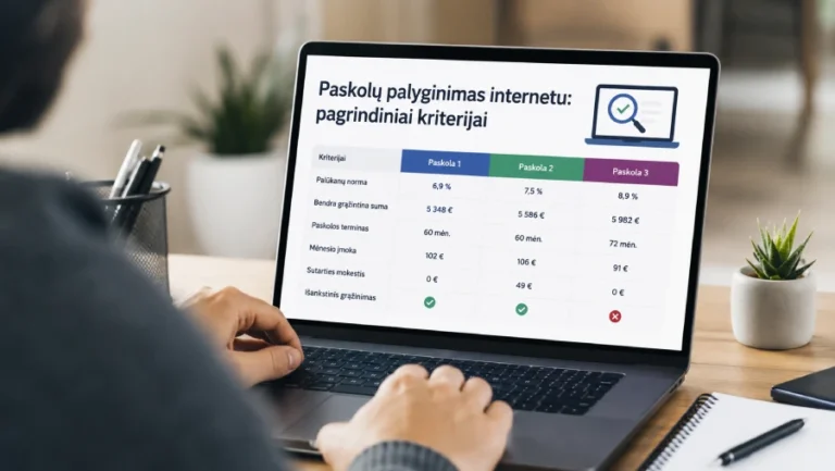 Paskolų palyginimas internetu: pagrindiniai kriterijai
